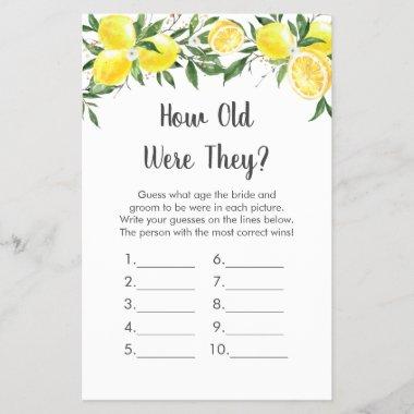 Lemon Greenery Gold How Old Were They Bridal Game