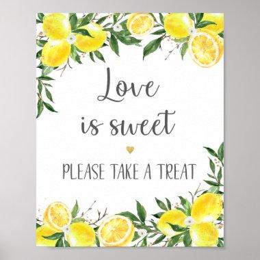 Lemon Greenery Gold Love Is Sweet Bridal Shower Poster