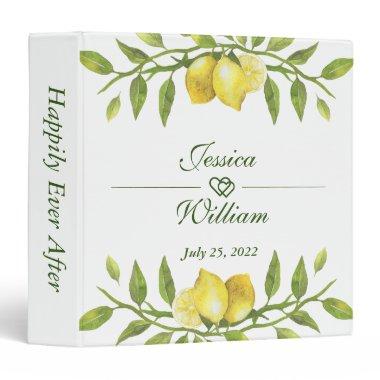 Lemon & Greenery Watercolor Custom Wedding Binder