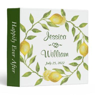 Lemon & Greenery Watercolor Custom Wedding Binder