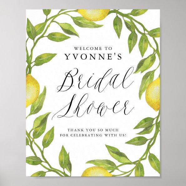 Lemon Greenery Wreath Bridal Shower Welcome Sign