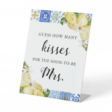 Lemon Guess How Many Kisses  Game Pedestal Sign