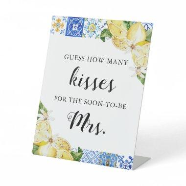 Lemon Guess How Many Kisses Bridal Shower Game Pedestal Sign