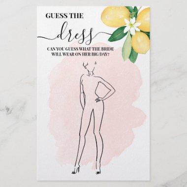 Lemon Guess the Dress Pink Bridal Shower Game Invitations Flyer