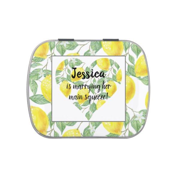 Lemon Heart Main Squeeze Themed Bridal Shower Candy Tin