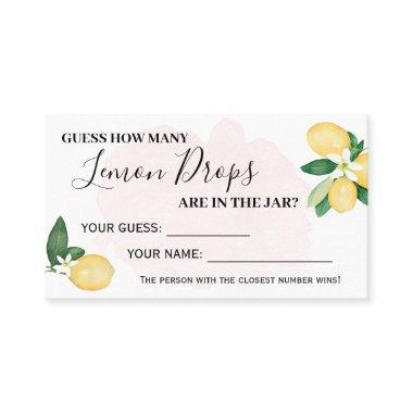 Lemon How Many Kisses Pink Bridal Shower Game Invitations