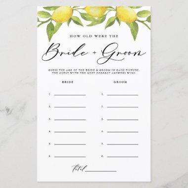 Lemon How Old Were the Bride and Groom Game