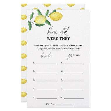 Lemon - How old were they bridal game