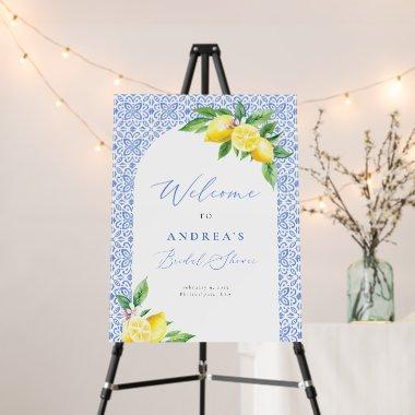 Lemon Italian Blue Tile Positano Bridal Shower Foam Board