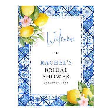 Lemon Italian Blue Tiles  Welcome Poster