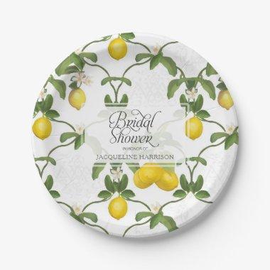 Lemon Leaf Flower Citrus Summer Bridal Shower Paper Plates