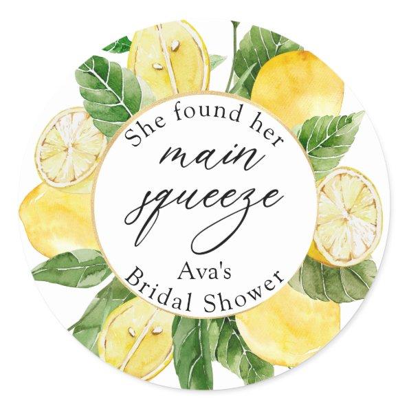 Lemon Main Squeeze Bridal Shower Classic Round Sticker