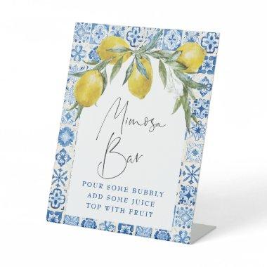 Lemon Mediterranean Blue Tile Mimosa Bar Sign