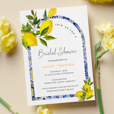 Lemon Mediterranean Boho Arch Bridal Shower Invitations
