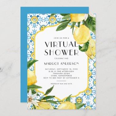 Lemon Mediterranean Theme Summer Virtual Shower Invitations