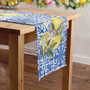 Lemon & Mediterranean Tile Wedding Bridal Shower Medium Table Runner