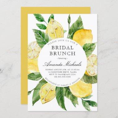 Lemon Mediterranean Yellow Bridal Brunch Shower Invitations