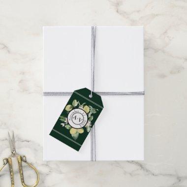 Lemon Monogram Emerald Green Wedding Gift Tags