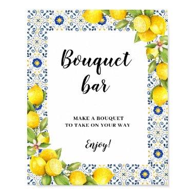 Lemon on blue tiles Bouquet Bar Sign