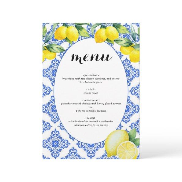 Lemon Shower Menu