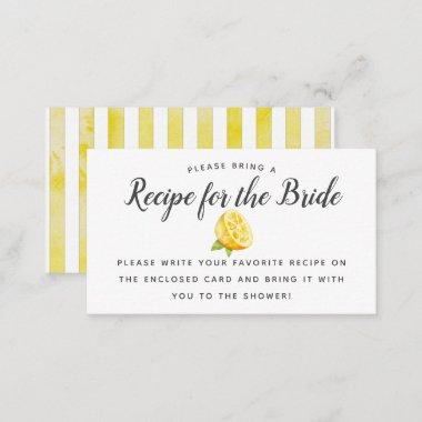 Lemon Theme Bridal Shower Recipe Request Invitations