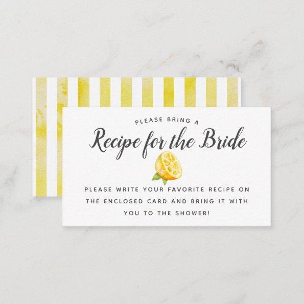 Lemon Theme Bridal Shower Recipe Request Invitations