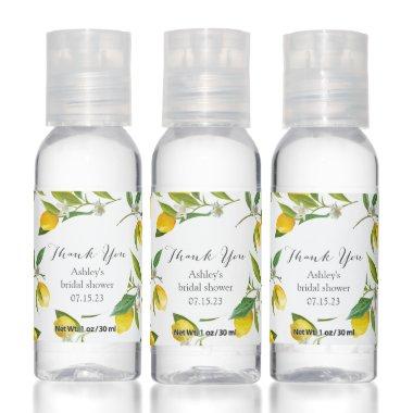 Lemon themed bridal shower favor hand sanitizer