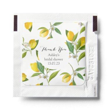 Lemon themed bridal shower favor hand sanitizer packet