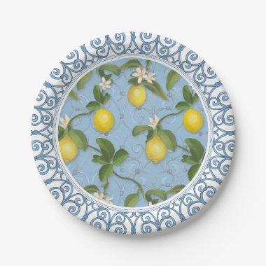 Lemon Tree Espalier Leaf Leaves Floral Art Paper Plates