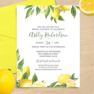 Lemon Watercolor Bridal Shower Invitations