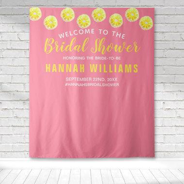 Lemon Watercolor Pink Bridal Shower Welcome Tapestry