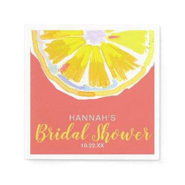 Lemon Watercolor with Orange Sunny Bridal Shower Napkins