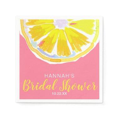 Lemon Watercolor with Pink  Napkins