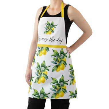 Lemon Watercolor Yellow Citrus Apron