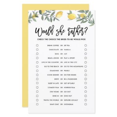 Lemon Would the Bride Rather  Game