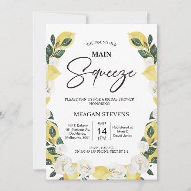 Lemon Wreath Main Squeeze Bridal Shower Invitations