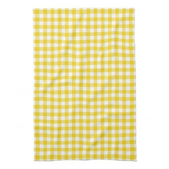 Lemon Yellow Gingham Pattern Kitchen Towels