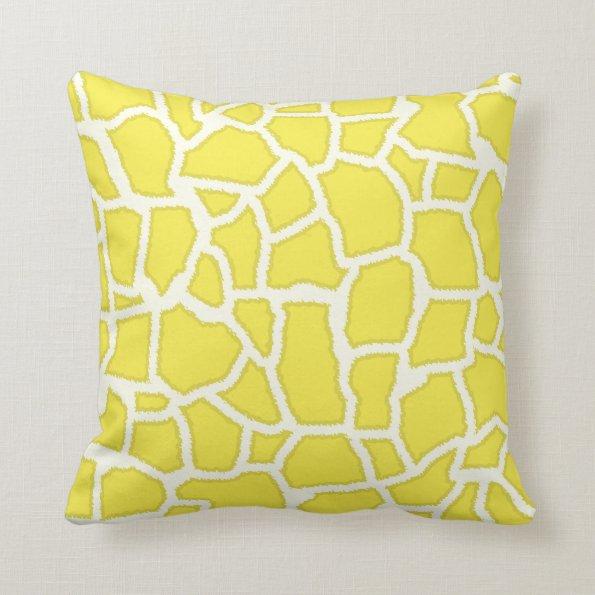 Lemon Yellow Giraffe Animal Print Throw Pillow