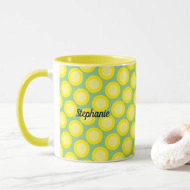 Lemon Yellow Sage Green Custom Name Gift Cute Mug
