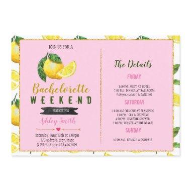 Lemonade bachelorette Itinerary Invitations