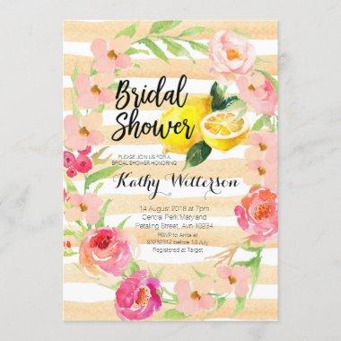 Lemonade Bridal Shower Invitations watercolor