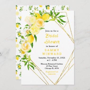 Lemons and Foliage Bridal Shower Invitations