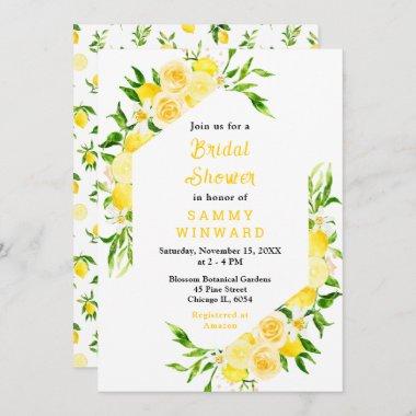 Lemons and Foliage Bridal Shower Invitations