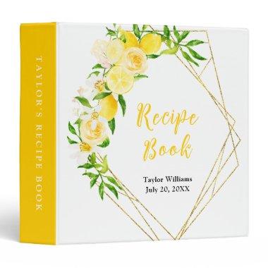 Lemons and Foliage Recipe Book 3 Ring Binder