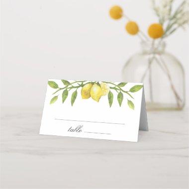 Lemons and Greenery Blossom Wedding Place Invitations