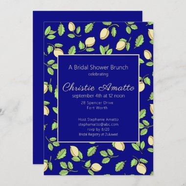 Lemons and Navy Blue Bridal Shower Invitations