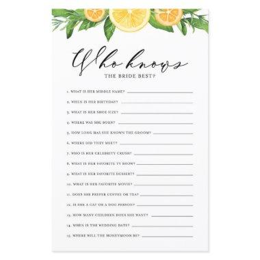 Lemons and Oranges Who Knows the Bride Best Game