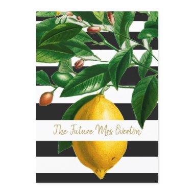 Lemons Black White Stripe Modern Chic