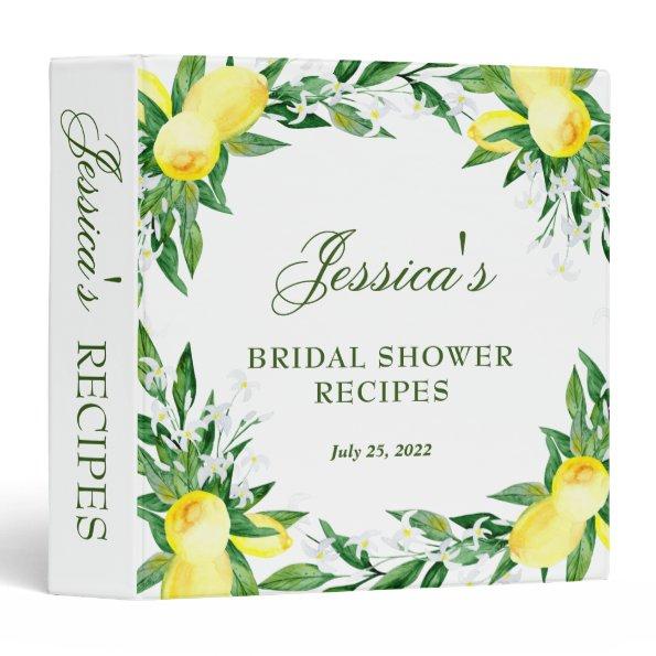 Lemons Blossom Green Bridal Shower Recipe Binder