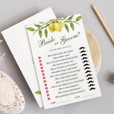 Lemons Blossom Greenery Bridal Shower Game Invitations